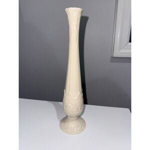 Lenox Ivory Colored Porcelain Bud Vase w/ Leaves Design 10 7/8" Tall